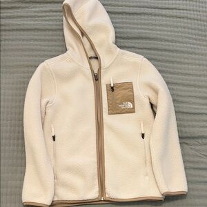 The North Face Off-White and Tan Fleece Hoodie